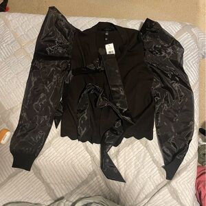 Elegant Black Jacket with Sheer Sleeves